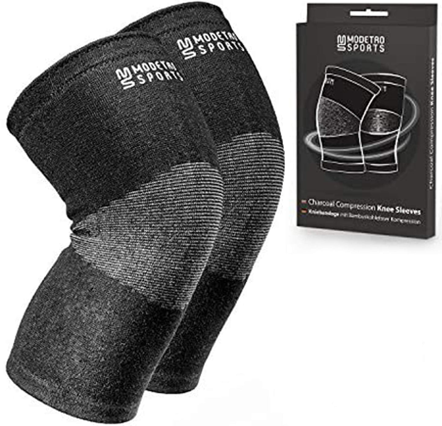 Modetro Sports Knee Compression Sleeve - Knee Support Compression Sleeve Brace for Men Women - Knee Brace for Runner Weight Lifting Knee Sleeve