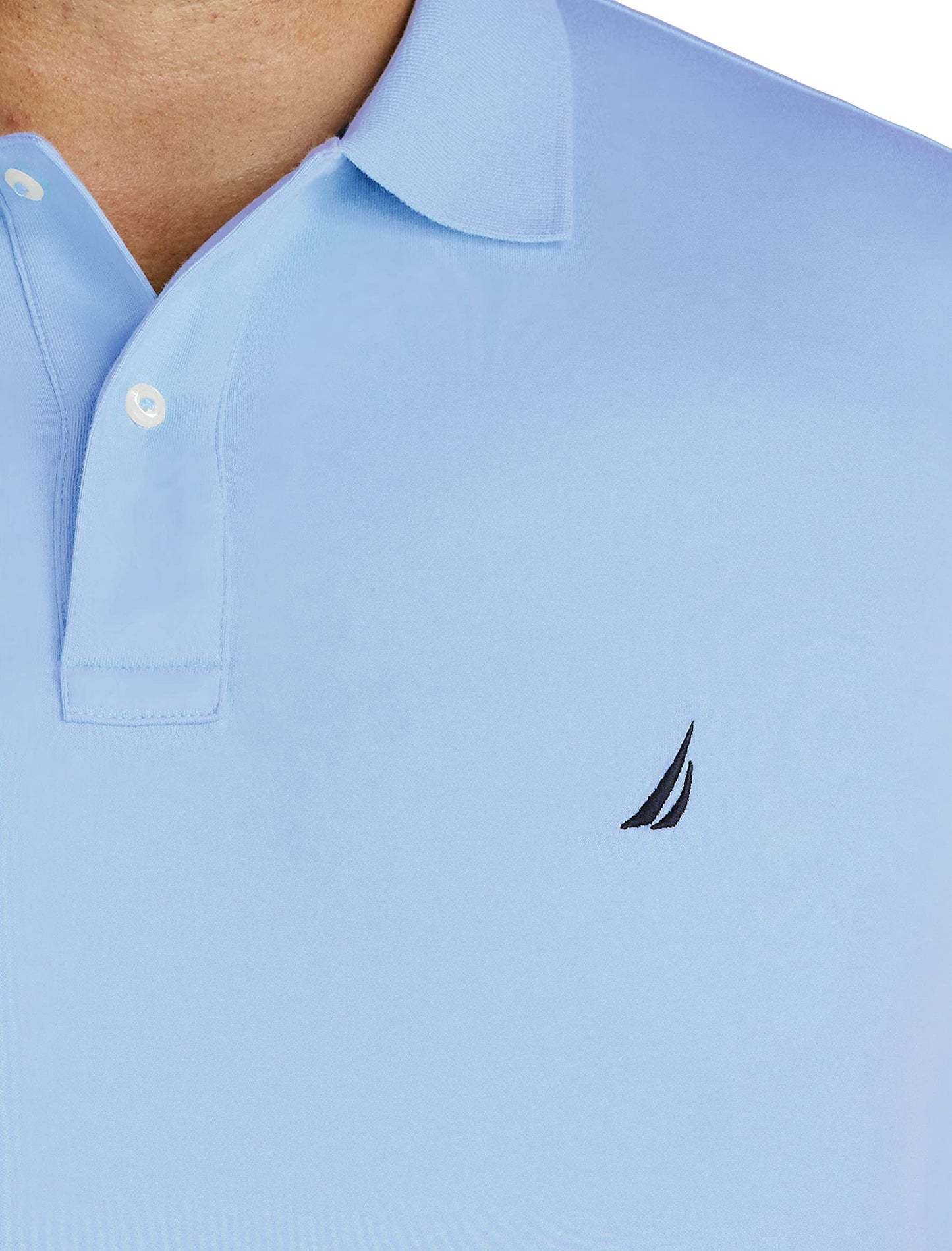 Nautica mens Classic Fit Short Sleeve Dual Tipped Collar Polo Shirt, Noon Blue, Large US