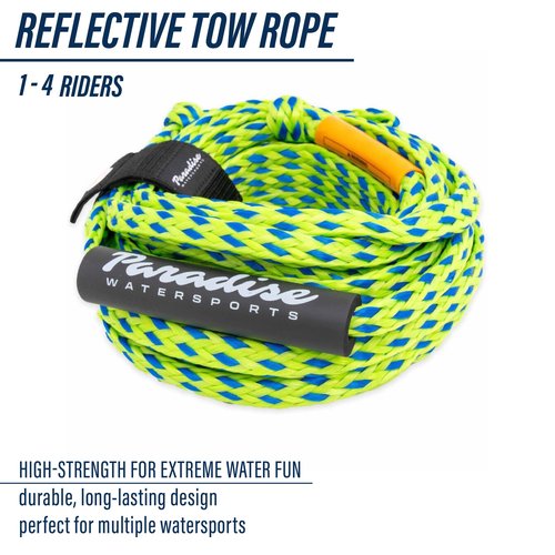 Paradise Water Sports - Tow Rope for Tubing and Boating, Heavy Duty Floating Rope, 1-4 Rider 4K Rope, 60-Feet