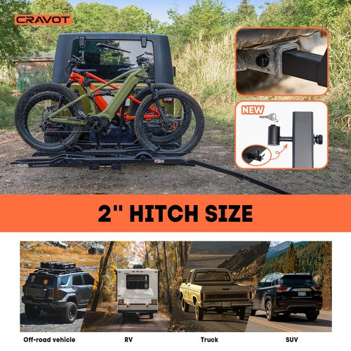 CRAVOT CyberRack S3 Ebike Rack, 300 lbs Capacity Foldable Bike Racks for Tow Hitch Heavy Electric Bike Carrier for 3 E-Bike, Up to 5-inch Fat Tire 2'' Receiver