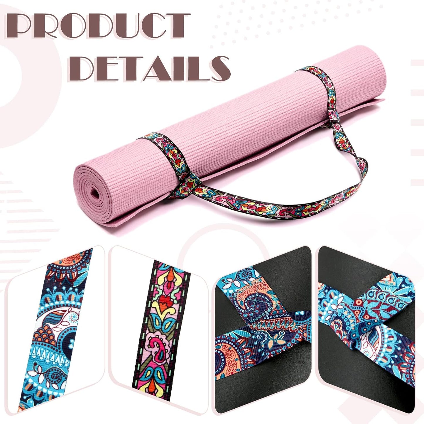 2 Pcs Yoga Mat Strap Sling Adjustable Thick Mat Carrier Stretching Strap Yoga Mat Sling Holder Women Stretching Band