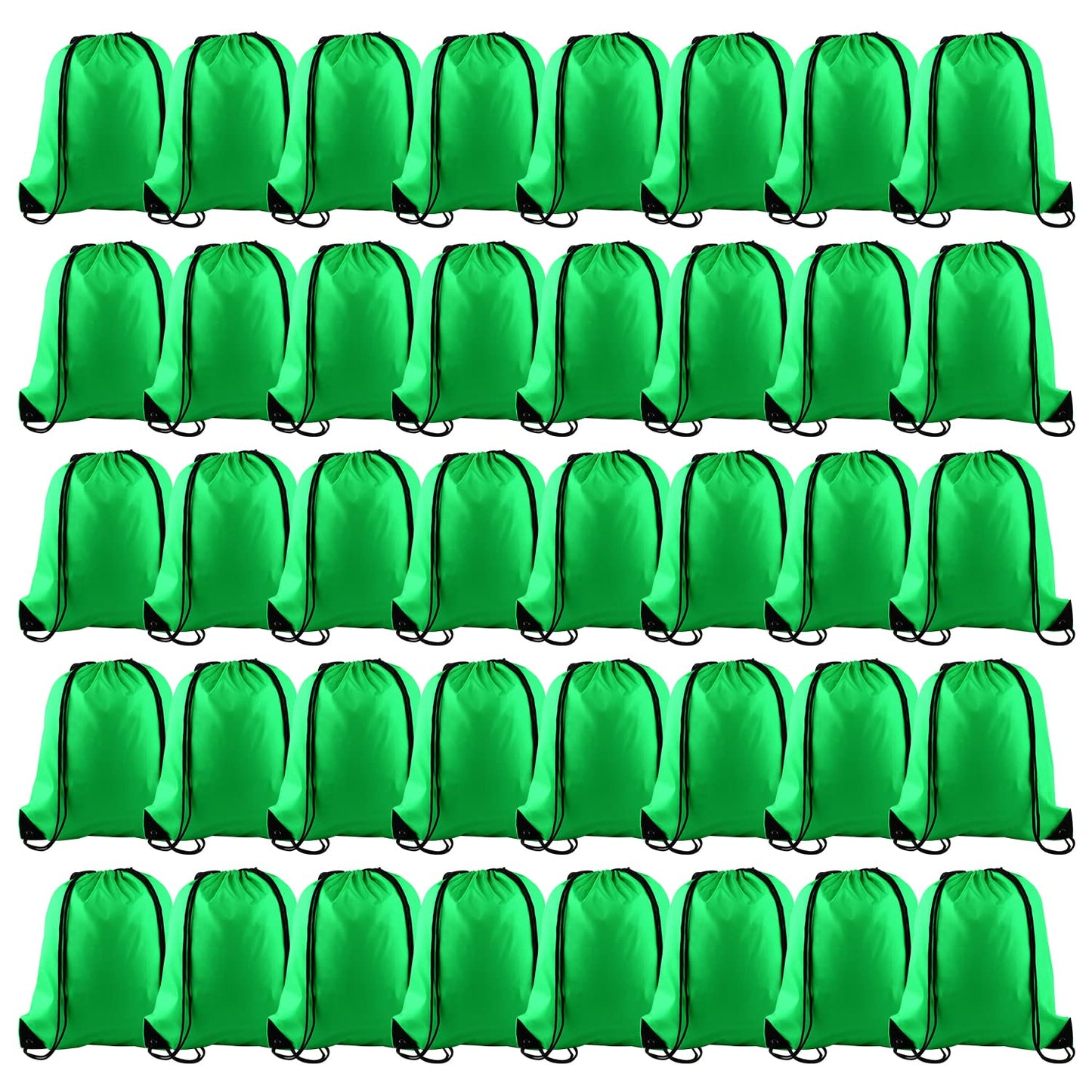 KUUQA 60Pcs Green Drawstring Backpack Bag Bulk Drawstring Bags String Bags Storage Bags Gym Backpack for Sport Gym Traveling