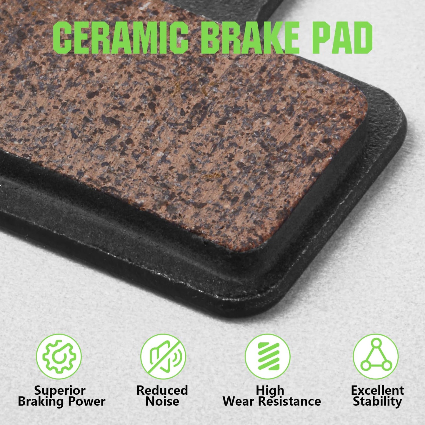 Zacro 2 Pairs Bike Brake Pads, Ceramic Bicycle Disc Brake Pads Fit for Tektro Shimano TRP Deore Br-M575 B01s Mt200 M525 M515 T615 T675 M505 M495 M486 M485, Mountain MTB Ebike Brake Pads Replacement