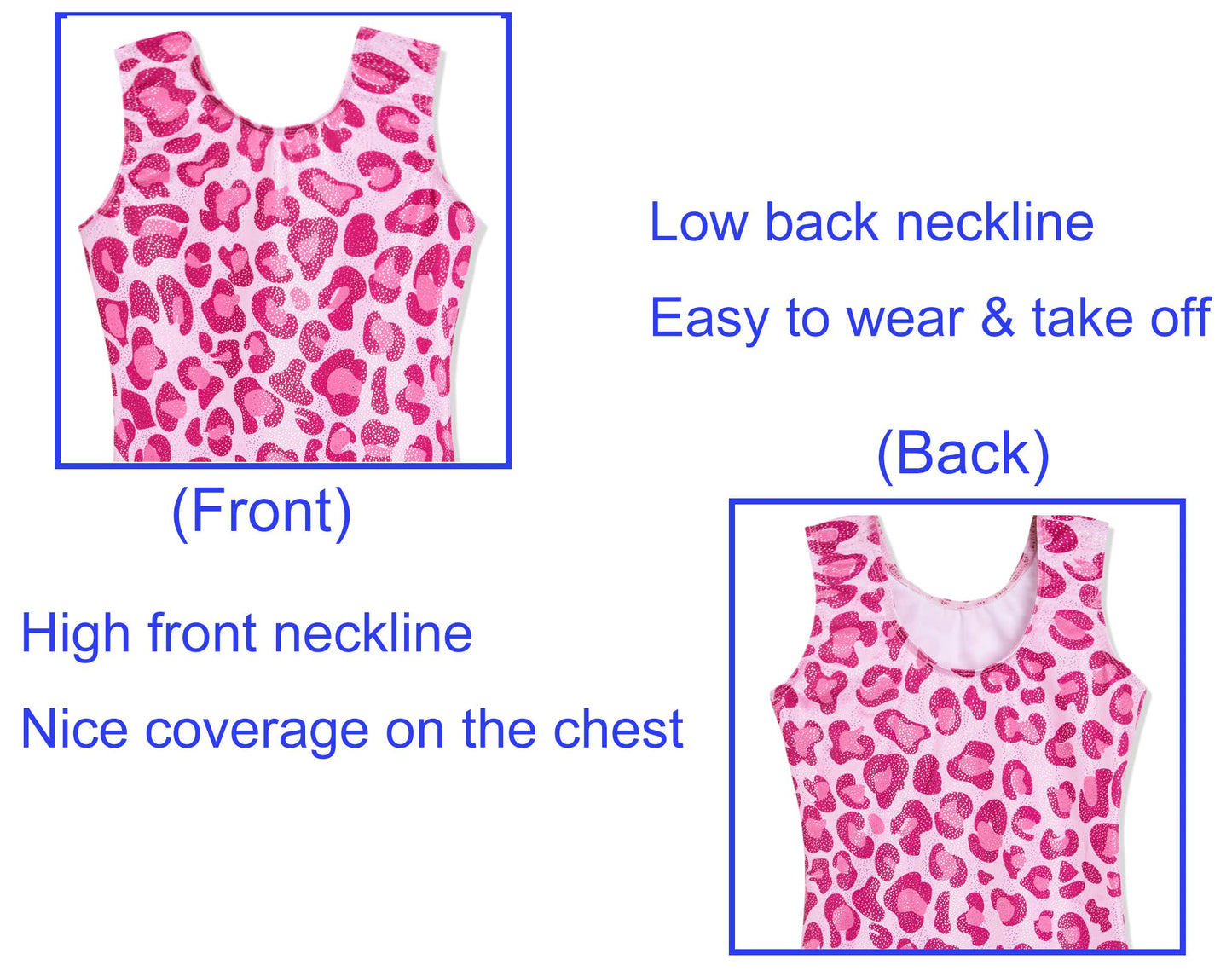Domusgo Leotard for Girls Gymnastics Size 3t 4t Sleeveless Blingbling Pink Cheetah Biketards with Shorts