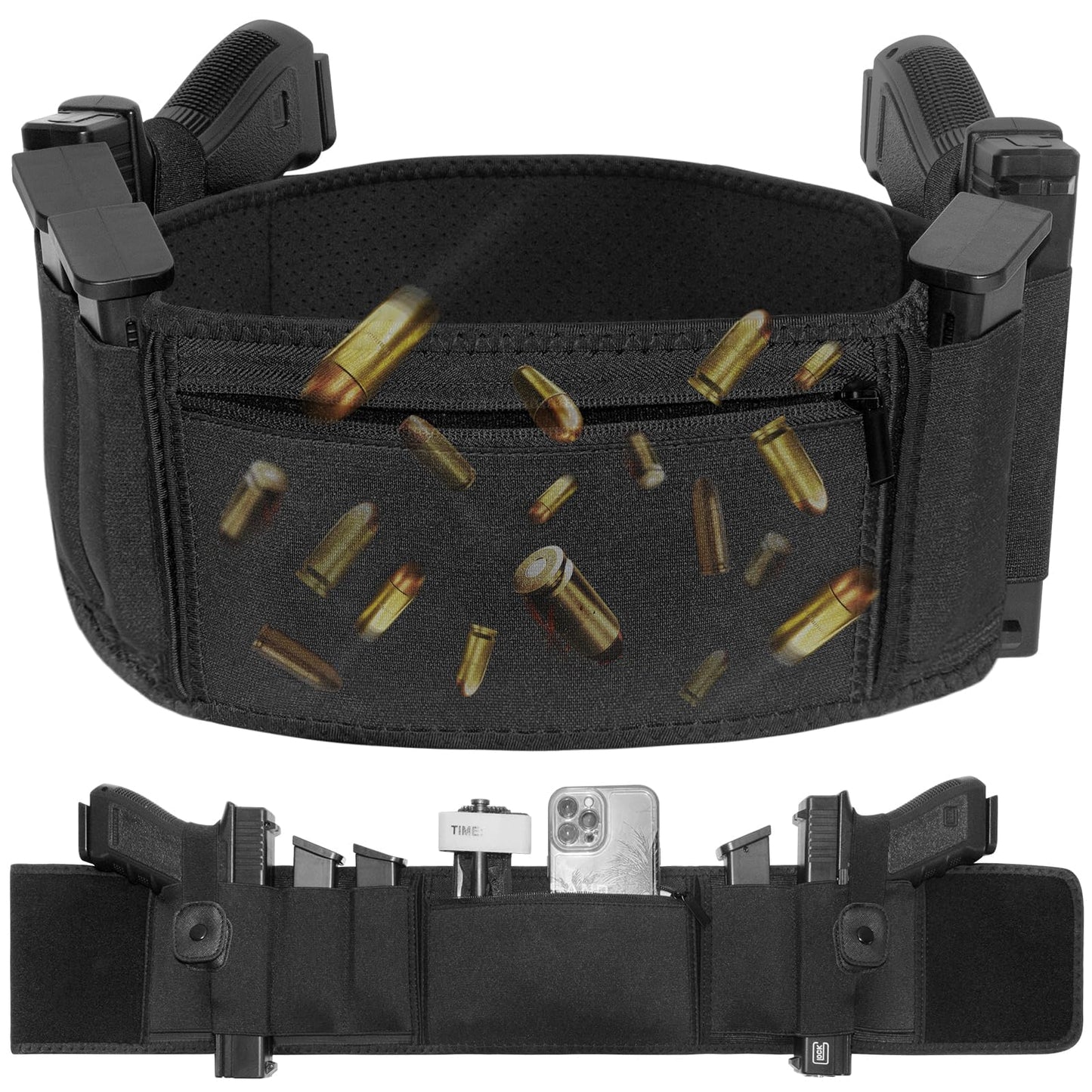 Steinfinit Belly Band Holster for Men Women, Belly Band Holster Ambidextrous, Belly Holster for Concealed Carry, Fits with Most Pistols and Revolvers Including Glock 17-43X, Taurus, Ruger LCP,S&W M&P