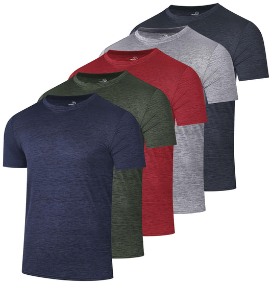 5 Pack Men's Dry Fit Short Sleeve T-Shirt Gym Workout Athletic Running Tee