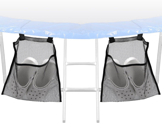 2pcs Trampoline Shoes Bag, Large Mesh Storage Organizer with Adjustable Straps Durable Shoe Holder Pouch for Trampoline Accessories Kids & Adults (Black)
