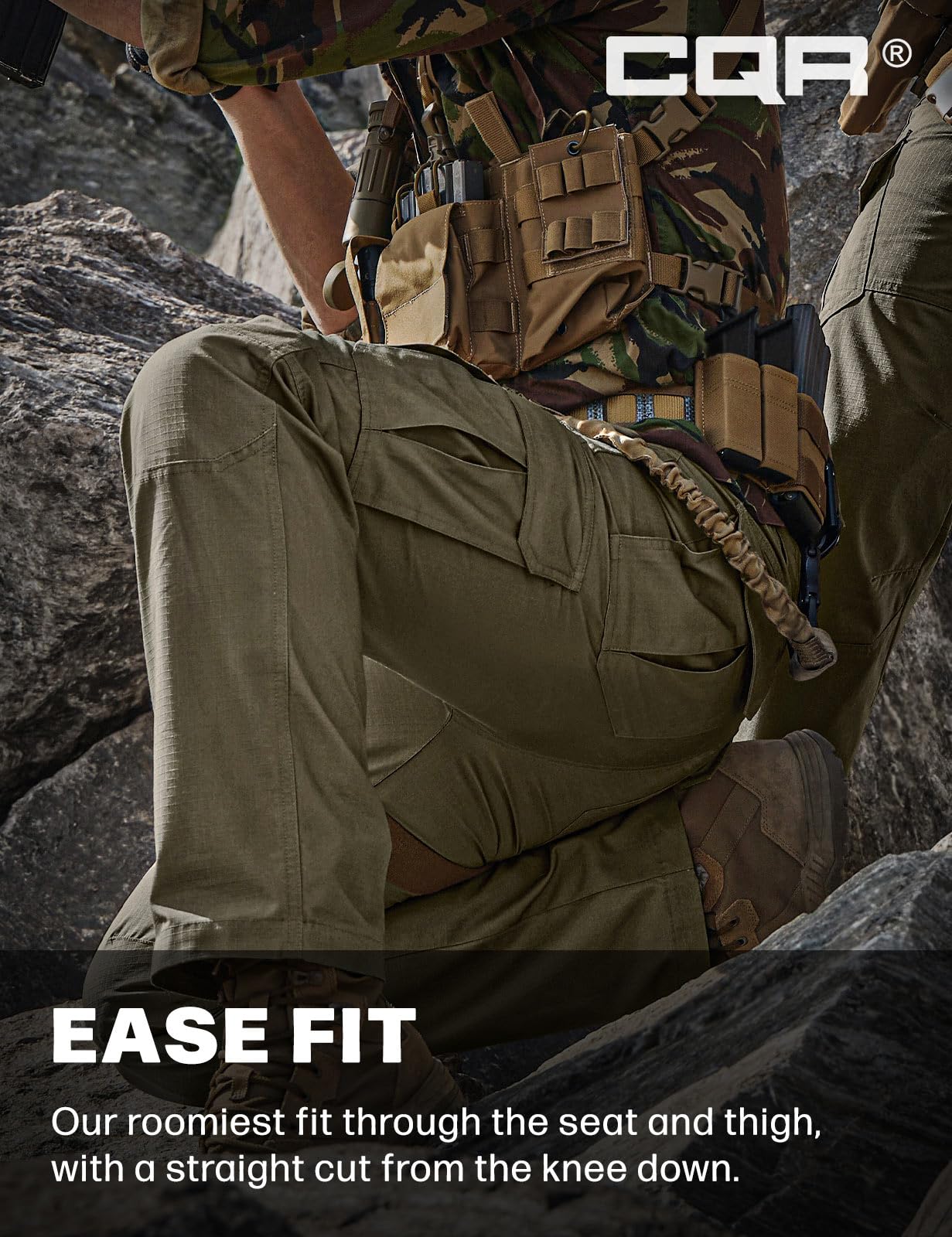 CQR Men's Tactical Pants, Water Resistant Ripstop Cargo Pants, Lightweight EDC Work Hiking Pants, Outdoor Apparel, Raider Soil Green, 30W x 30L