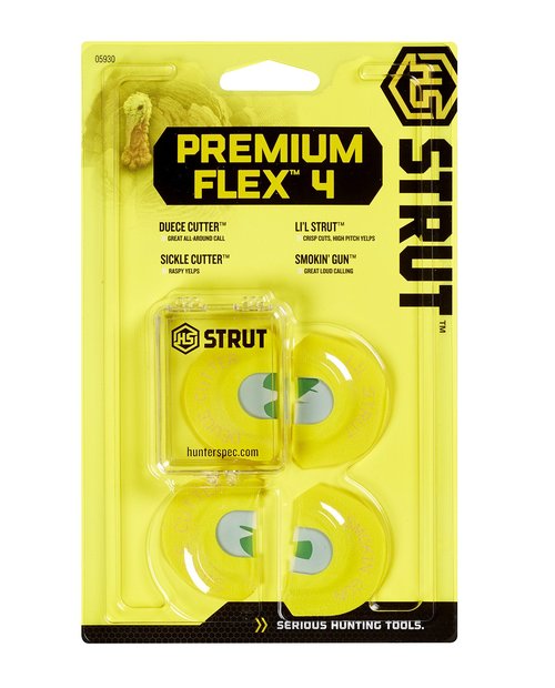 Hunters Specialties Strut Realistic Sounds Premium Flex Four Turkey Diaphragm Mouth Calls Combo, 4 Pack