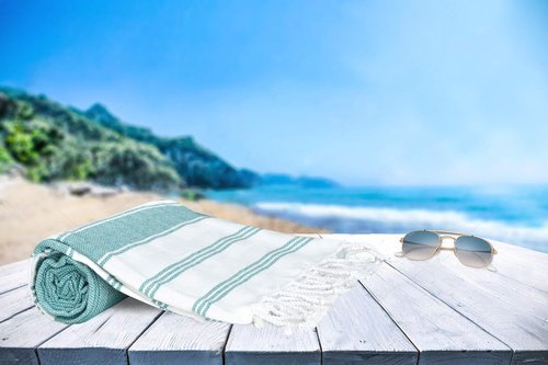 GLAMBURG Peshtemal Turkish Beach Towel Cotton Oversized 36x71 Set of 6 for Adults, Soft Durable Absorbent Extra Large Hammam Bath Sheet - Teal