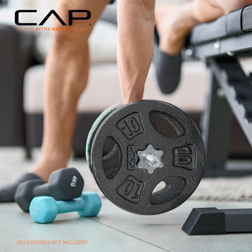 CAP Barbell Standard 1-Inch Grip Weight Plates 10 lbs BLACK, Pack (x4)