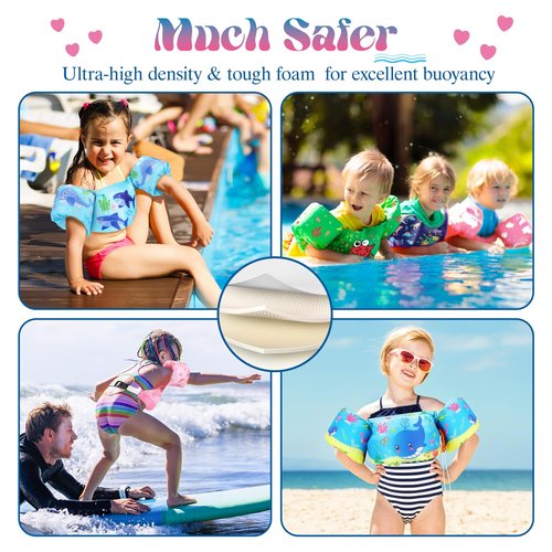 HeySplash Swim Vest for Kids, Toddler Pool Floaties Fit 22-44 Lbs, Children Swimming Vest with Adjustable Strap, Swim Jacket Water Wings Arm, Puddle Sea Beach Boat Jumper Boy Girl Age 1-6, Blue Shark