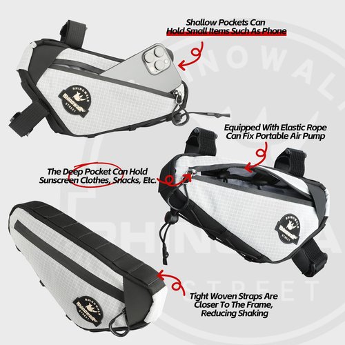 Rhinowalk Bike Frame Bag Under Top Tube Bag Bicycle Triangle Bag with Side Pockets Storage Pouch for Road Mountain Bike