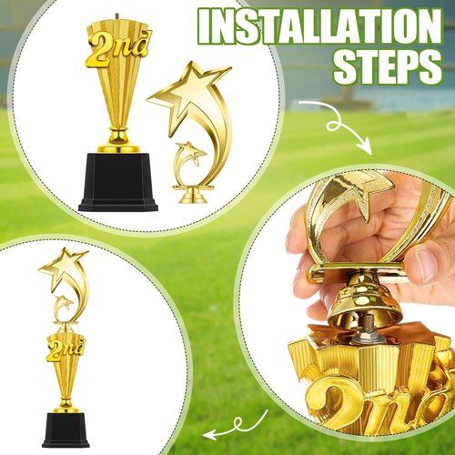 Foilswirl 3 Pcs 3rd 2nd 1st Place Trophy First Place Plastic Trophy Award for Sports Tournament Funny Prize Cup for Football Soccer Competitions Reward Ceremony(Classic)