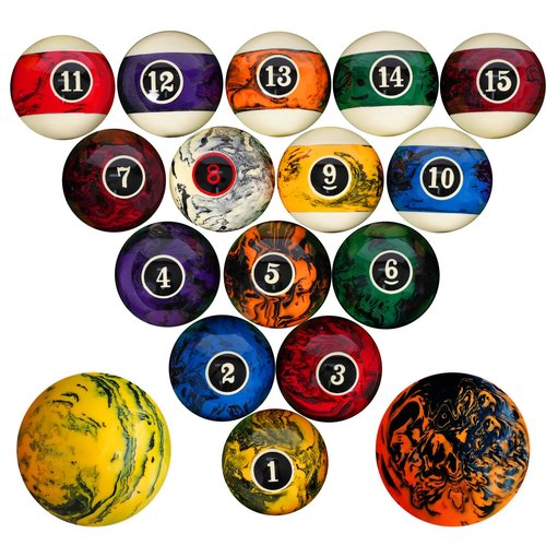 Zovcsxn Billiard Balls Pool Balls Billiard Set Marble-Swirl Style 2-1/4" Regulation Size 16 Pool Balls Billiard Set Pool Table Accessories