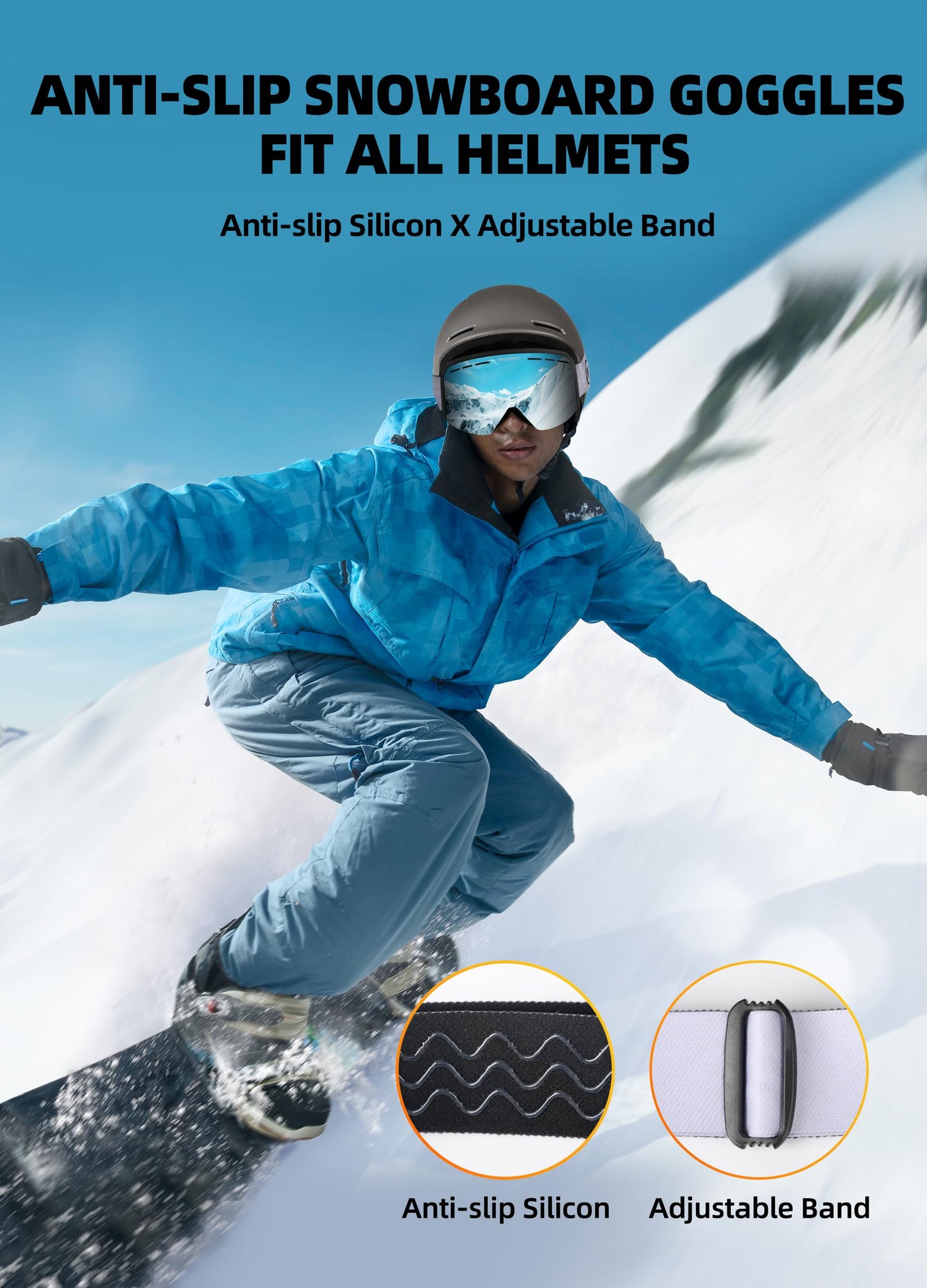 Innerking Ski/Snowboard Goggles SGS Approved for Men Women & Youth - OTG Snow Snowboard Skiing Goggles Anti Fog - 100% UV Protection