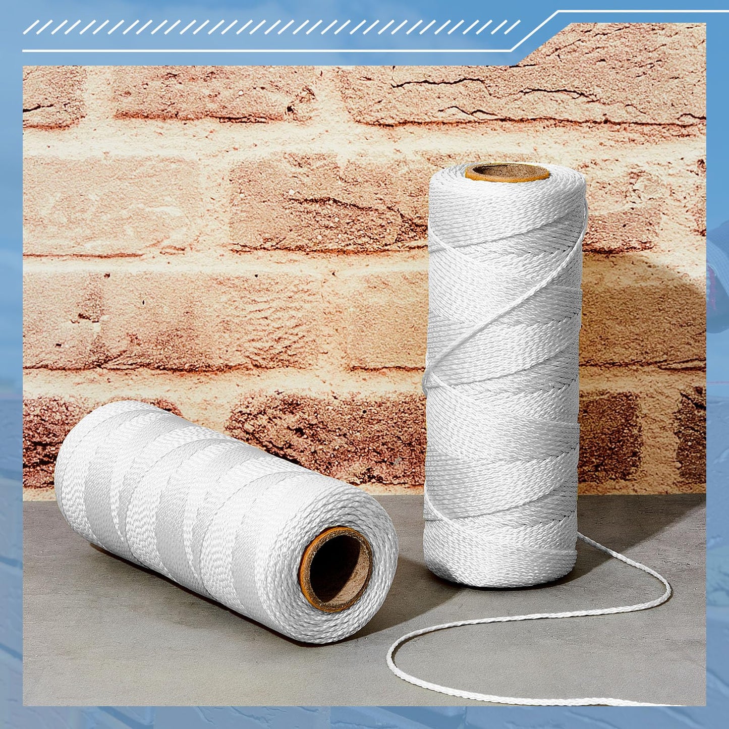 Woanger 8 Rolls Mason Line #18 Braided Nylon String Total 4000 Feet Length Masonry Nylon Twine for Gardening Construction Crafting DIY Project Workshop(White)