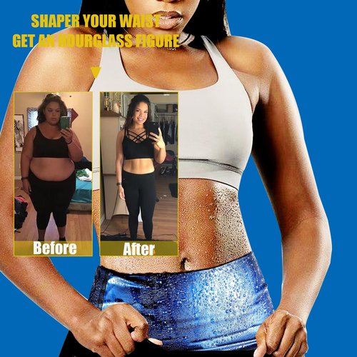Sweat Waist Trimmer Trainer Belt Wrap Belly Sweat Band Sauna Slimming Belt for Women Lower Belly Fat Plus Size Deep Blue