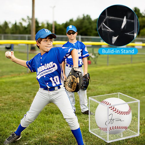 Baseball Display Case, UV Protected Baseball Holder Display Case for Official Size Balls, 3/6/9/12 Pcs Available Baseball Box, Clear Acrylic Memorabilia Autograph Square Cube (3 pcs)