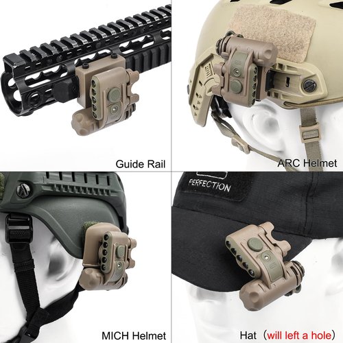 Tactical Helmet Light with IR Strobe Beacon Red White LED, Airsoft Survival Signal Lamp with Mount Accessories for ARC MICH Helmets Guide Rail