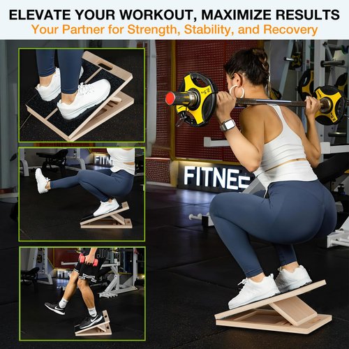 TEMI Slant Board for Calf-Stretching - Wooden Incline Wedge Stretcher for Squats, Foot & Ankle Mobility, Portable Fitness Equipment, Balance Block for Heel Stretch, Knees Over Toes Training