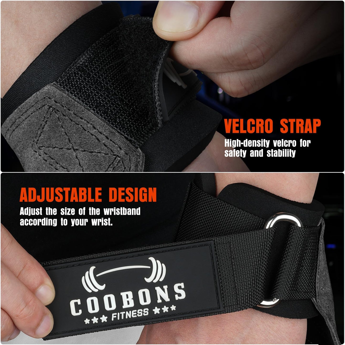 Lifting Wrist Straps for Weightlifting, Double Layer Leather for Weight Lifting Wrist Wraps, Deadlifts, Heavy Powerlifting and Adjustable Wrist Hooks for Strength Training, Gym Workouts Men/Women