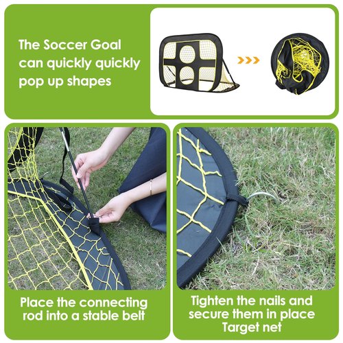 Soccer Net for Kids Portable Pop Up Soccer Goals with Carrying Bag Foldable Soccer Target Net Indoor Outdoor Backyard Practice
