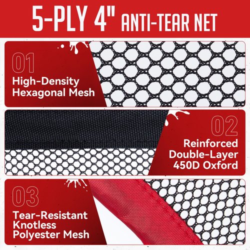 ZEALFEEL Soccer Target Net, 12x6ft Goal Net with 5 Scoring Zones for Practice Shooting & Goal Shots, Anti-Tear Mesh, 3 Steel Rods, Removable Stick-On Markers, Portable Football Training Equipment