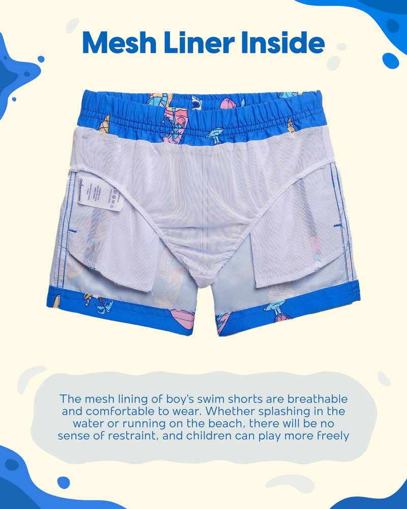 maamgic Boys Swim Trunks Toddler Swim Shorts Little Boys Bathing Suit Swimsuit Toddler Boy Swimwear Ice Cream Blue 4T