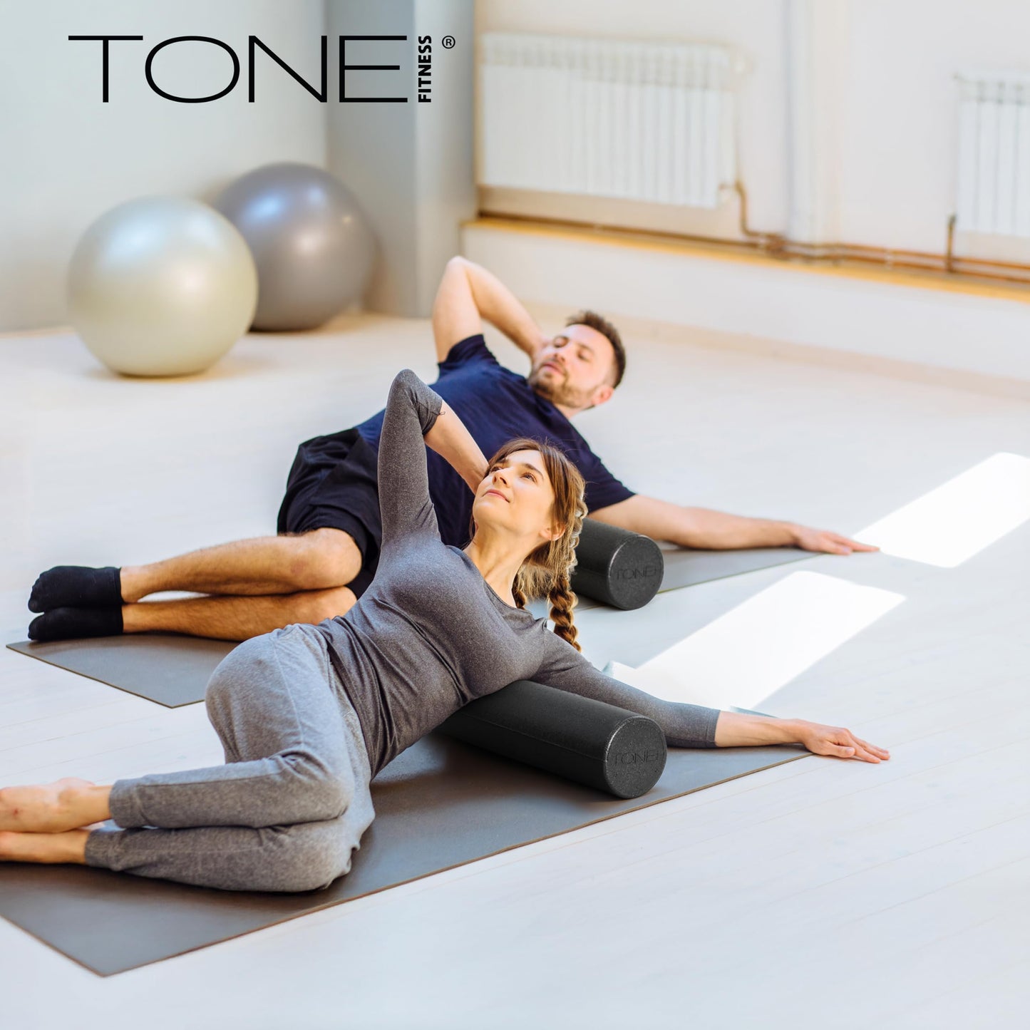 Tone Fitness High Density EPP Foam Exercise Foam Roller for Yoga, Pilates, Stretching, Massage, and Recovery 24 inch Black