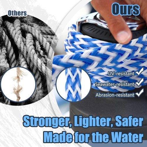 Wakeboard Rope with Handle 75ft, Ski Ropes for Water Skiing Wakesurf Wake Board Surf Floating Boating, Towable Boat Tow Pull Sports Line Thick Tough Watersports Kneeboard Surfboard Jet Accessories
