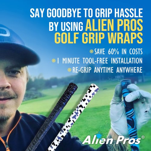 Alien Pros Golf Grip Wrapping Tapes (3-Pack) - Innovative Golf Club Grip Solution - Enjoy a Fresh New Grip Feel in Less Than 1 Minute (3-Pack, Black Stars)