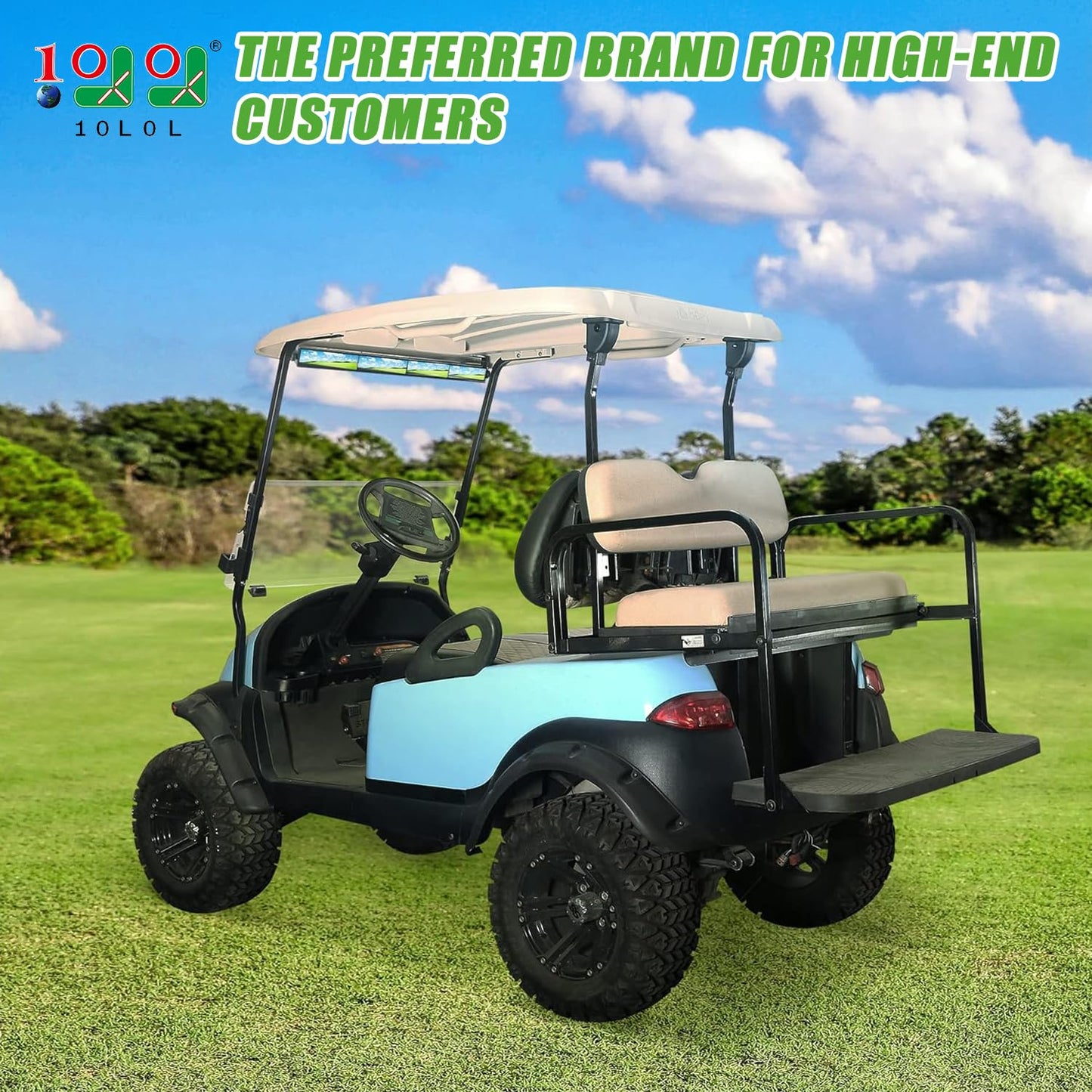 10L0L Golf Cart 4-Panel Wide Angle Rear View Mirror - Universal Fit for Yamaha, Club Car, EZGO, Eliminate Blind Spots