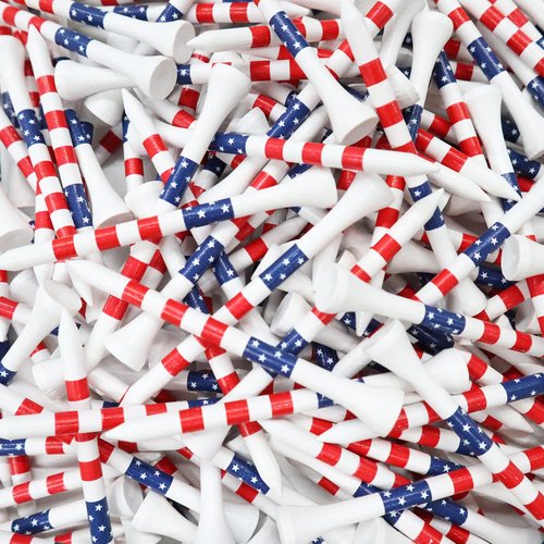 FINGER TEN Golf Tees Wood 3 1/4 2 3/4 Inch Wooden Bamboo 50/120 Count, Durable Biodegradable Colored Bulk Tee 70mm 83mm (USA Flag, 2 3/4 Inch(50 Pack))