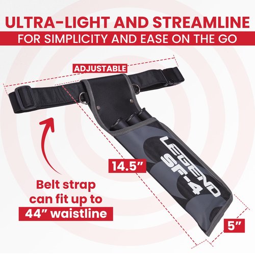 LEGEND SF4 Field Quiver for Arrows - Beginner-Friendly Arrow Quiver with 3 Arrow Tubes, Durable Archery Quiver with Adjustable Belt Strap, High End Waist Quiver, Arrow Holder for Field Archery - Black
