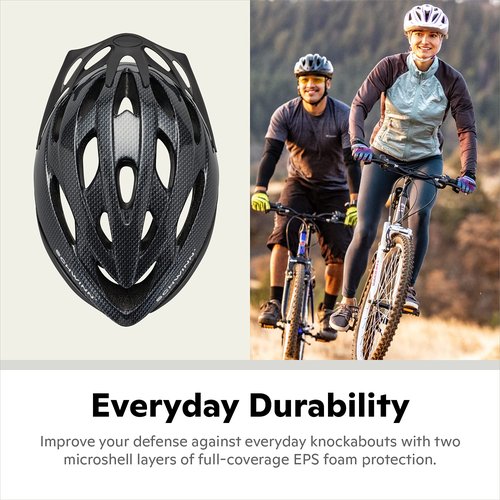 Schwinn Thrasher Helmet for Adults, Black, Size 58 - 62 cm, for Riders Ages 14+, Lightweight Microshell, Adjustable Dial and Straps, Interior Padding, 20 Air Vents, Removable Visor, Adult Bike Helmet