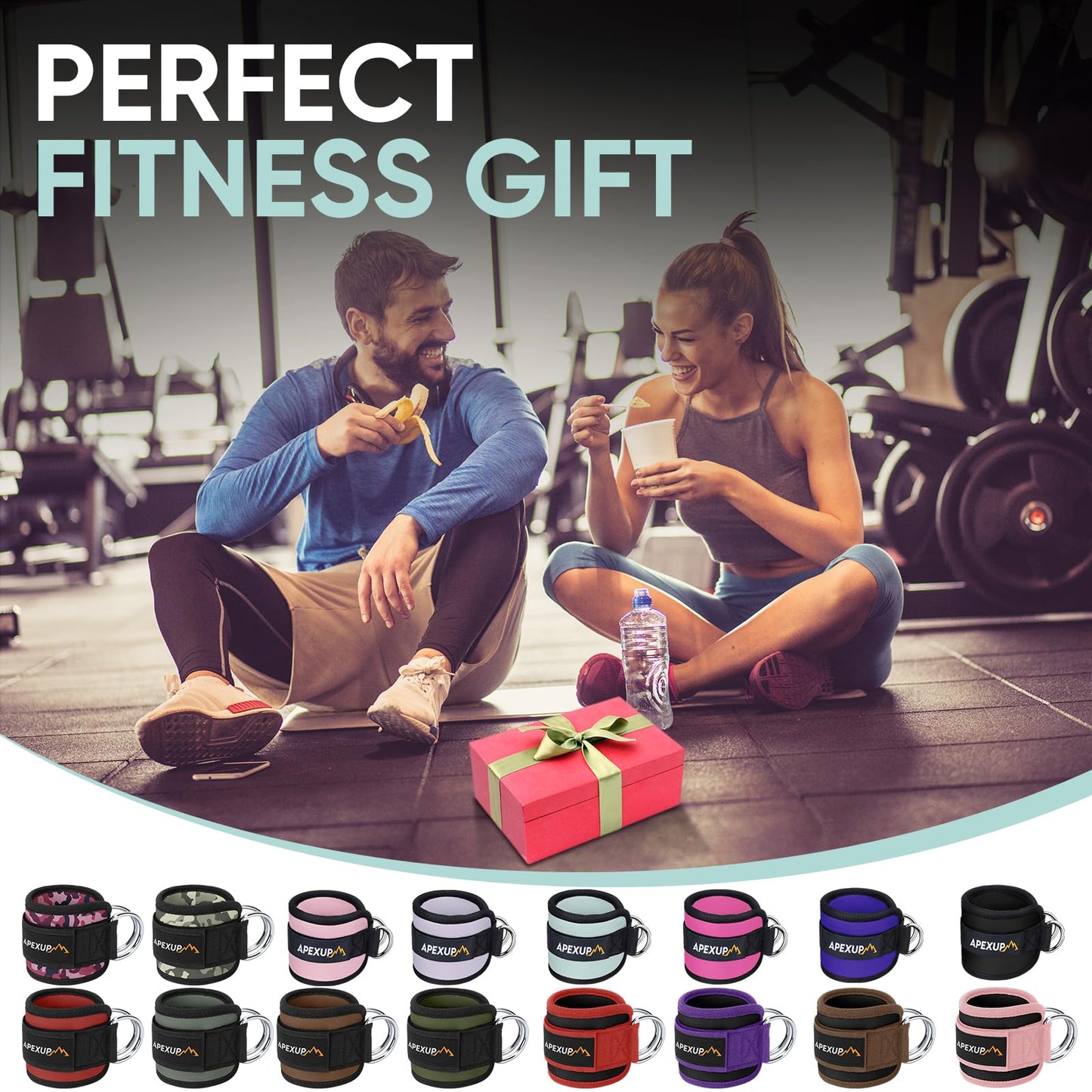 APEXUP Ankle Strap for Cable Machine, Ankle Resistance Bands, Cable Kick Back Straps for Gym, Glute Workouts, Leg Extensions, Adjustable Straps with Neoprene Padding (Pair, Black+Purple)