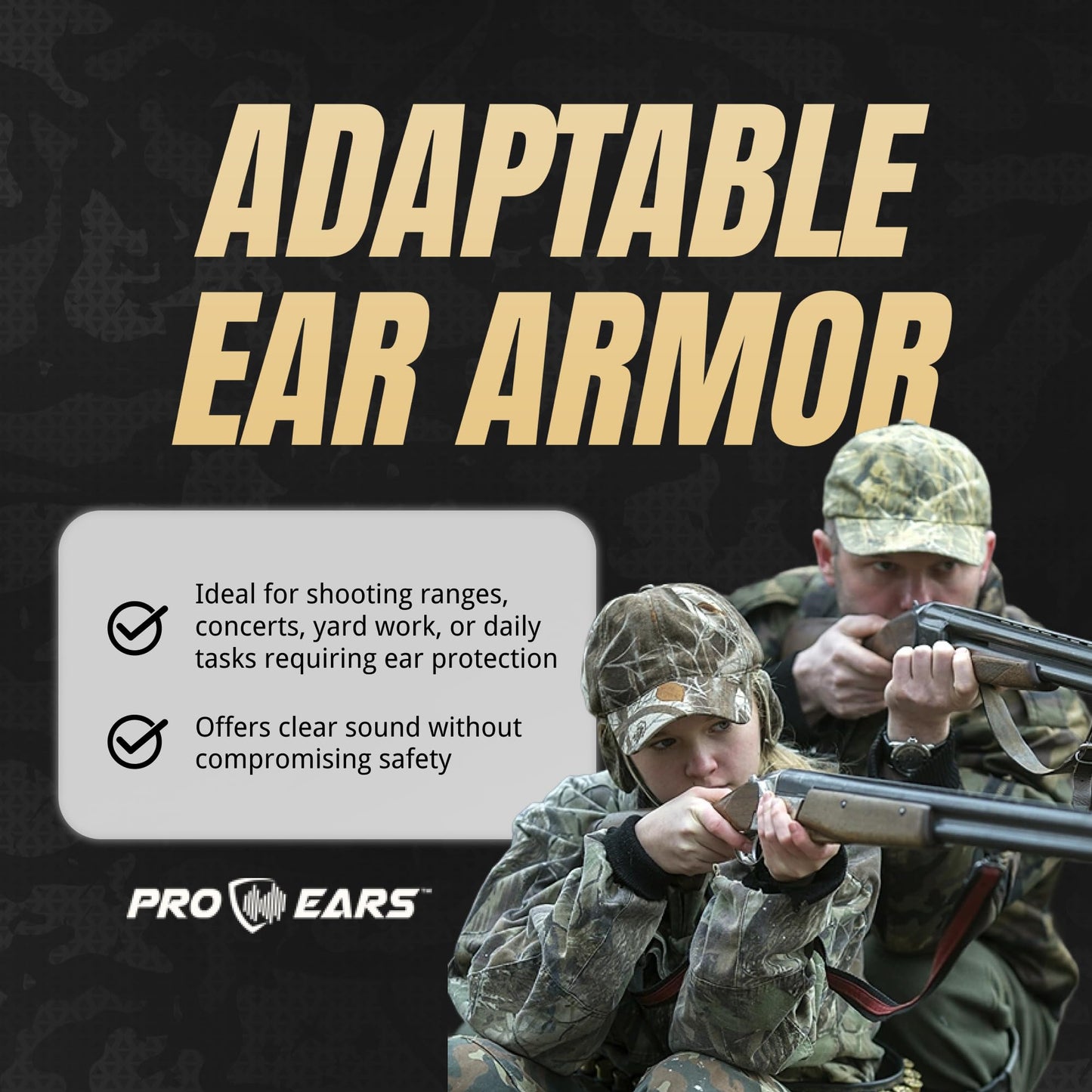 Pro Ears Audiomorphic Earplugs, Shooting Ear Protection, Noise Canceling Earbuds, Hearing Protection, Carrying Case Included, Black (Large)