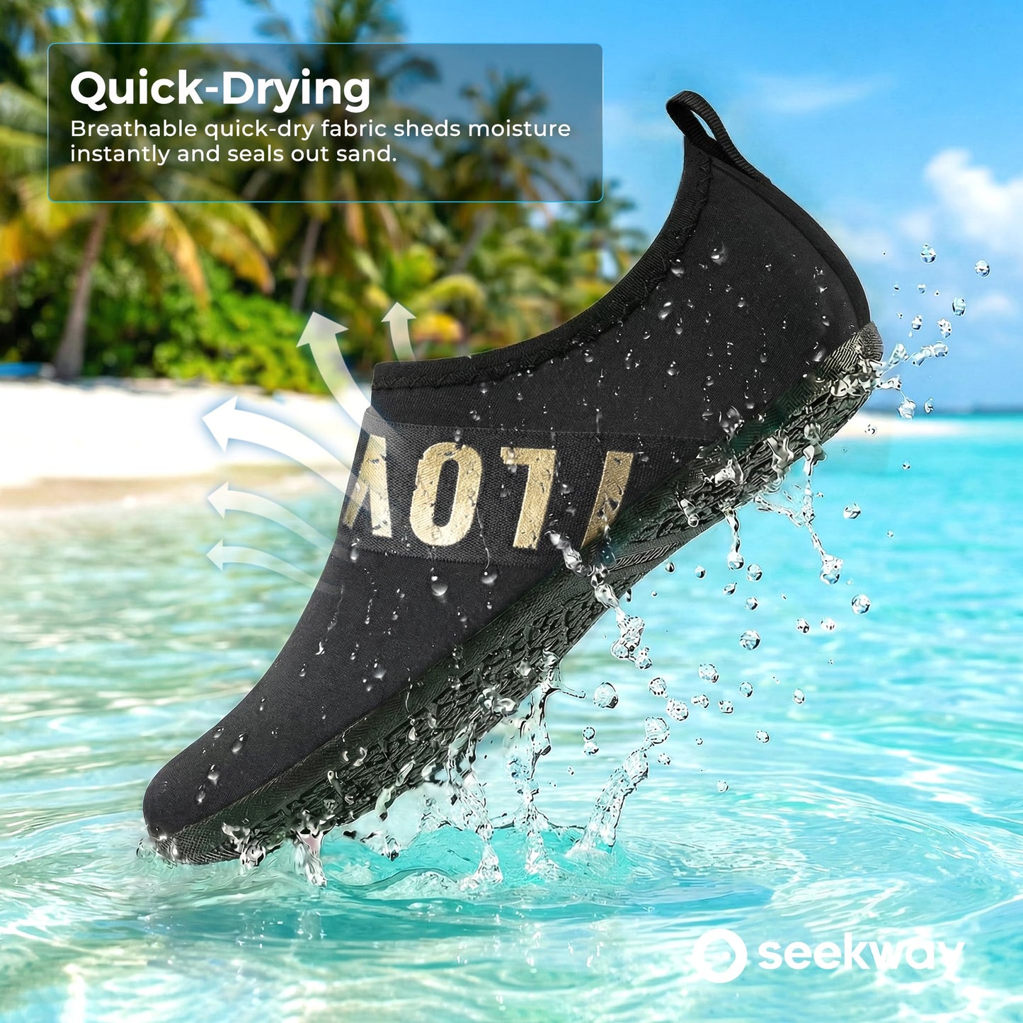 SEEKWAY Water Shoes Barefoot Aqua Socks Quick-Dry Non Slip Shoes for Beach Swim Pool River Boating Surf Women Men Golden SK002(U)