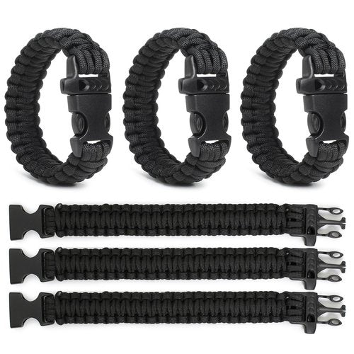 Lemubeane 3 Pack Paracord Survival Bracelet 9.7" Wristband with Whistle