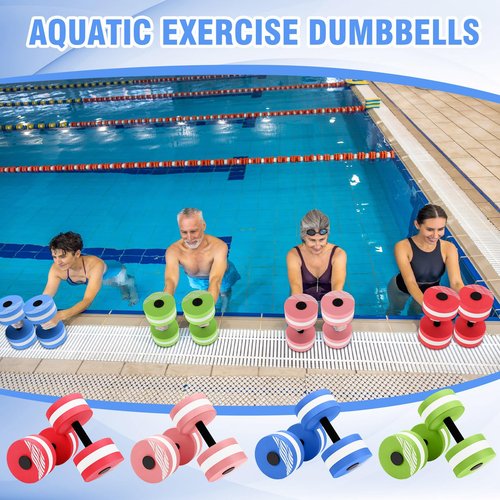 Wettarn Set of 8 Lightweight Aquatic Exercise Dumbells, Aquatic Fitness Barbells for Water Aerobic, Sports Water Weights Pool Exercise Dumbbell Eva-Foam Resistance Aquatic Fitness Barbells Equipment