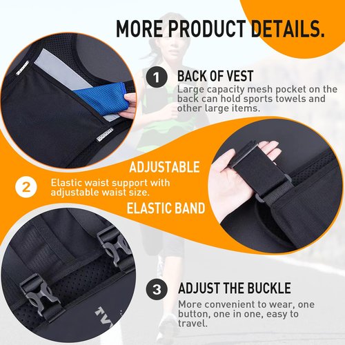Running Vest for Men Women, Adjustable Chest Straps with Reflective Strips , Lightweight and Breathable Hydration Vest with Multiple Pockets for Phones and Water Bottles