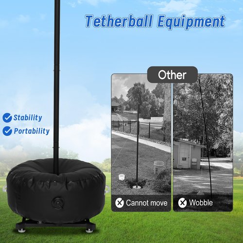 wolfwo Upgrade Heavy Duty Tetherball Set, Tetherball Ball and Rope and Pole, Adjustable Height and Portable Tetherball Set with Base for Outdoor, Playground and Backyard, Fun for Kids and Adults
