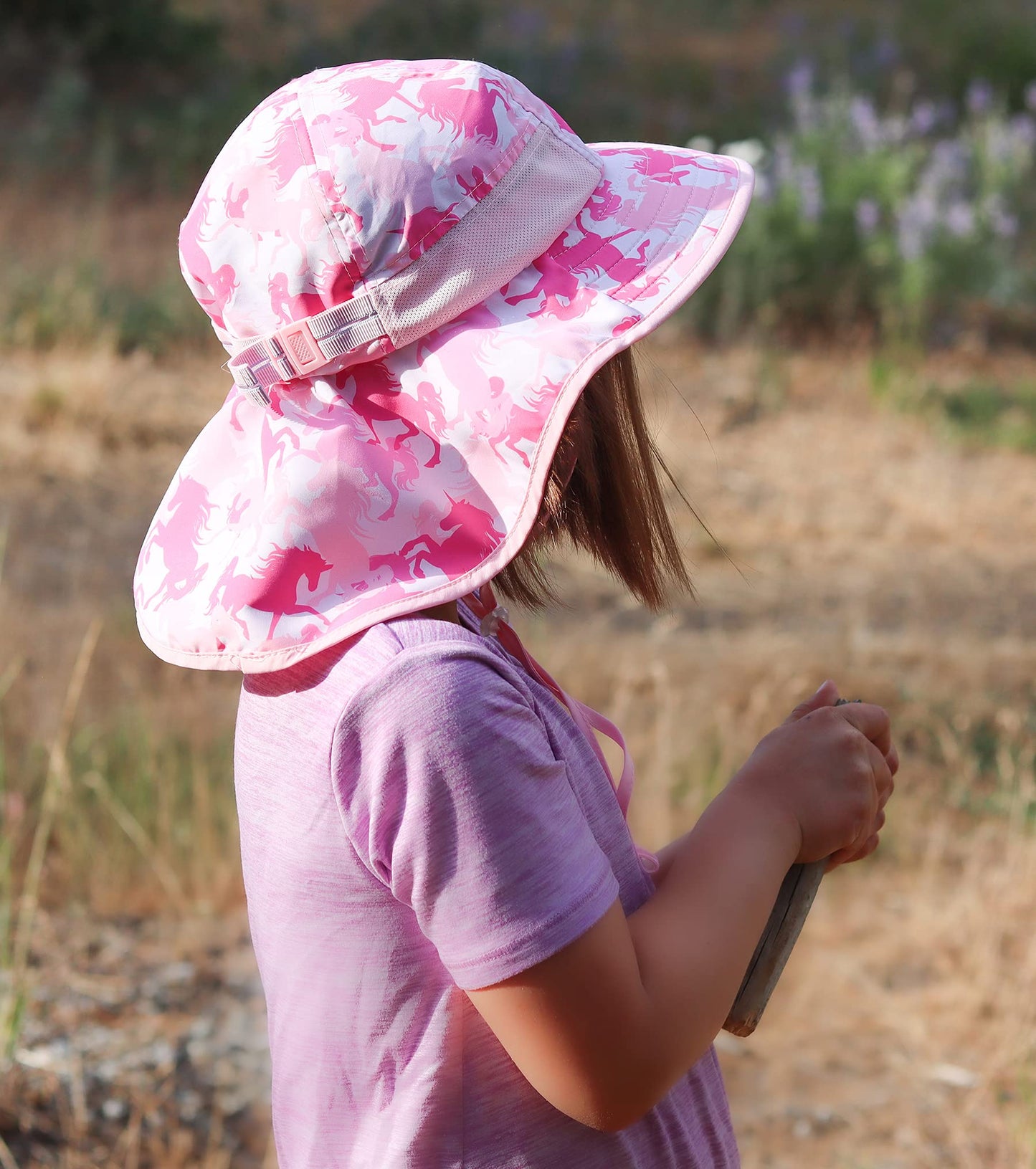 icolor Kids Hats Toddlers Sun Hat UPF50+ Breathable Bucket Summer Outdoor Beach Play UV Sun Protection Pinkhorse Cap for Girl Ages 3~10
