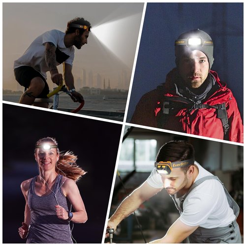 EverBrite Rechargeable Headlamp - 350 Lumens Headlight with Red/Green Light and Tail Light, 7 Lighting Modes with Memory Function, Perfect for Trail Running, Camping and Hiking