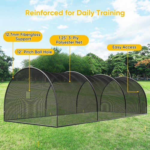 30FT Portable Baseball & Softball Batting Cage for Backyard – Enclosed Batting Net with Pitching Machine Hole, Sturdy Frame & Carry Bag, Ideal for Home Hitting & Pitching Practice, 30 x 13 x 9 ft