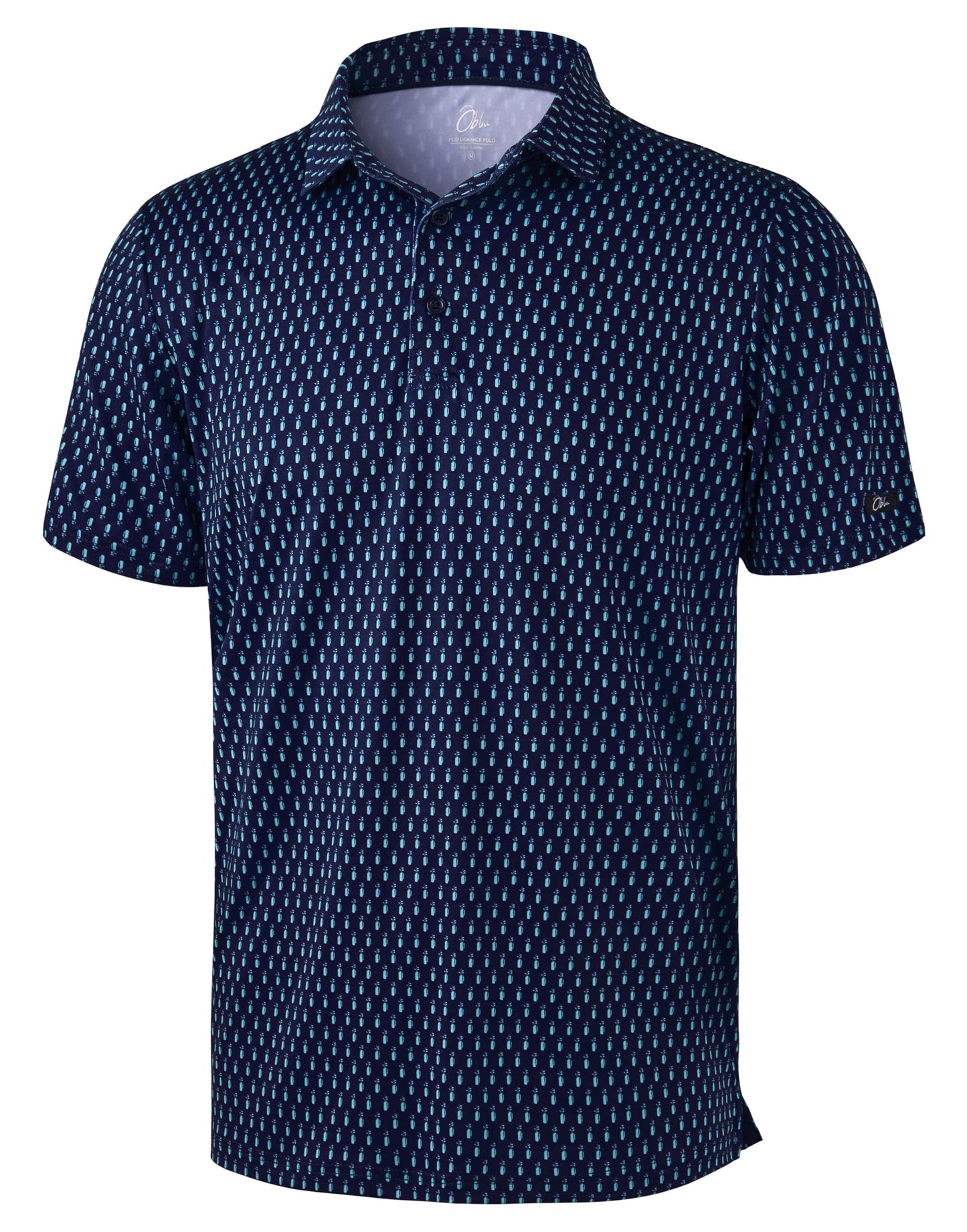 Obla Mens Golf Polo Shirts Short Sleeve Dry Fit Performance Moisture Wicking Casual Print Collared Golf Shirts for Men (Blue Golf Bag_XXXL)