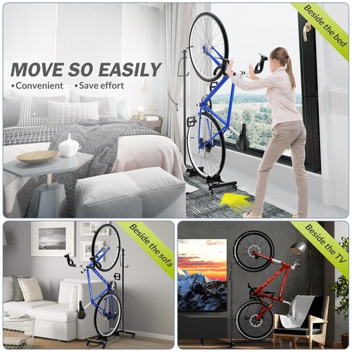 Sttoraboks Vertical Bike Parking Stand - Adjustable Height for 29" Wheels, Space-Saving & Freestanding Bike Rack for MTB/Road Bikes,No-Drill Installation Indoor Bike Storage for Apartments & Garages
