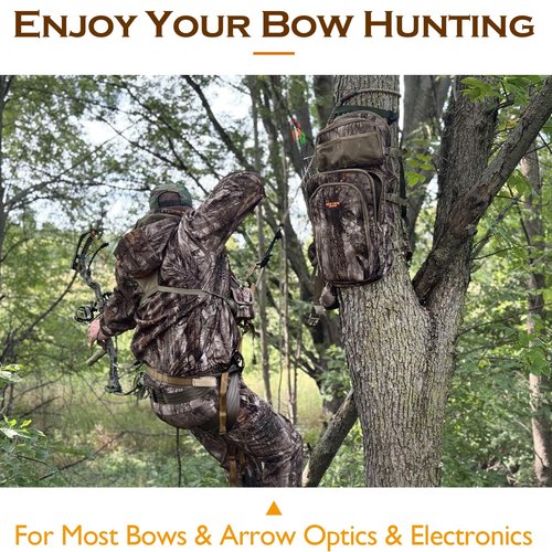 NEW VIEW Bow Hunting Backpack with Bow Holder, Camo Bow Case for Compound Bow, Tree Saddle Hunting Pack, Large Capacity Archery Backpack for Men and Women