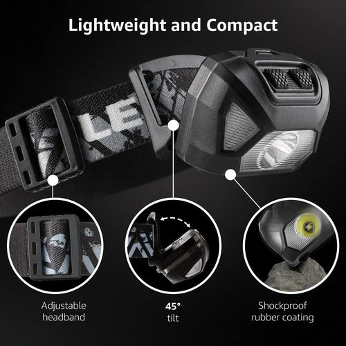 Lepro HeadLamp, 2 Pack Super Bright LED Head lamp with 6 Lighting Modes, Waterproof, Battery Powered LED Lightweight Headlight for Cycling Running Camping for Kids Adults